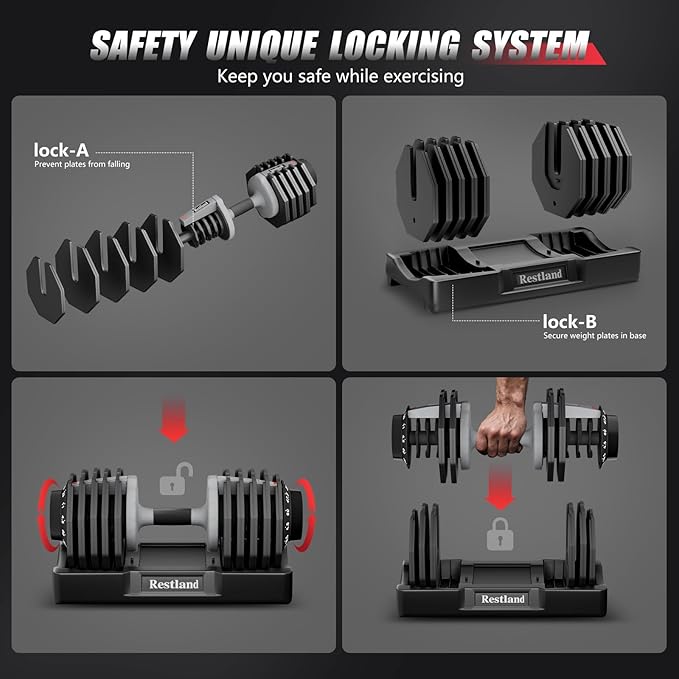 Adjustable Dumbbell Set of 2 Anti-Slip Handle 5 Different Free Weights Per Dumbbell for Men Women Home Workout Gym-GravixFit