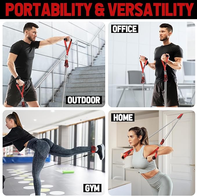 WALITO Resistance Bands Set - Exercise Bands with Handles, Door Anchor, Legs Ankle Straps, for Heavy Resistance Training, Physical Therapy, Muscle Training, Yoga, Home Workouts-GravixFit