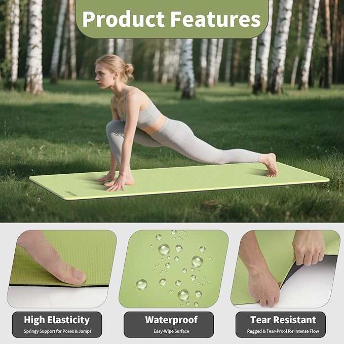 HAHE Non Slip Yoga Mat Wide, (72"L X 32"W, 0.24" Thick) Large Fitness Exercise Mat with Carrying Strap, Eco-Friendly POE Yoga Mats for Home, Gym, Pilates, Stretching-GravixFit