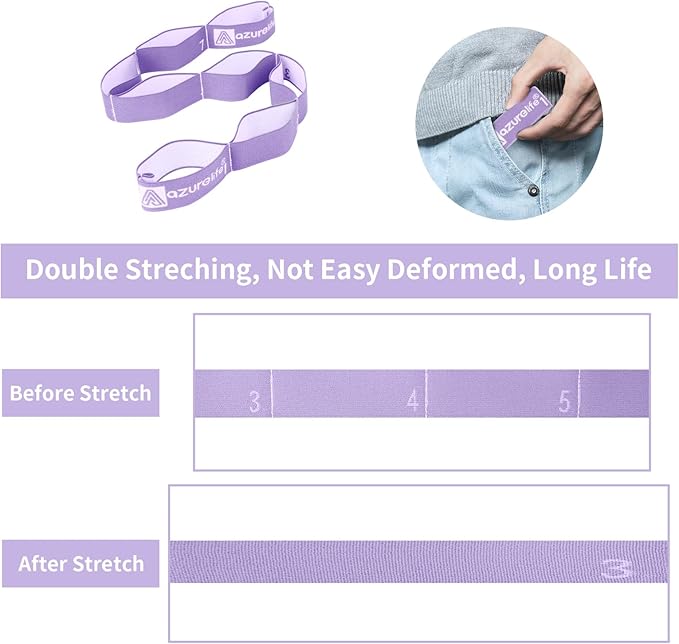 Premium Durable Stretch Straps with Loops, Stretching Strap for Physical Therapy, Multi-Loop Yoga Strap Fitness Exercise Strap for Yoga, Pilates, Dance, Flexibility&Exercise-GravixFit