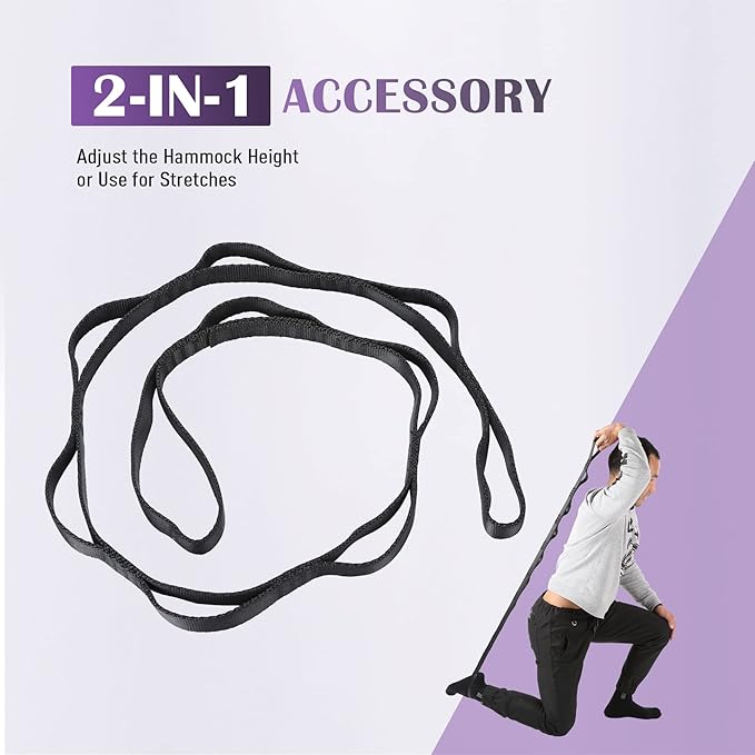 ZELUS Aerial Yoga Swing Sling Strong Yoga Hammock Kit Set Trapeze Inversion Equipment Include 2 Extensions Straps and Ceiling Mounting Kit-GravixFit