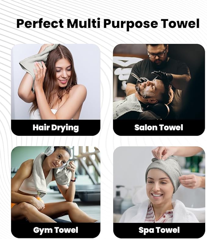 Avalon Salon Towel - Silver Hand Towels Bulk Pack of 24-100% Cotton Absorbent Spa, Facial & Gym Towels for Working Out - 16x27 Inches (Not Bleach Proof)-GravixFit