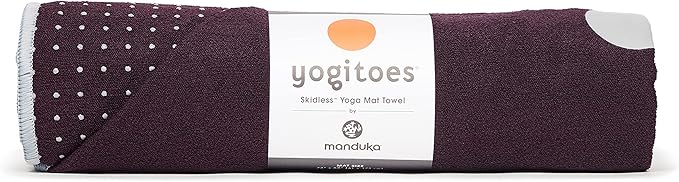 Manduka Yogitoes Yoga Towel – Rubber Grip Dots Non-Slip Bottom, Quick Dry Fitness Towel for Hot Yoga, Pilates, Exercise-GravixFit