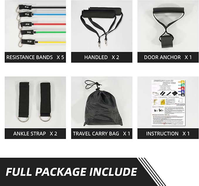 Resistance Loop Bands Set - 5-Level Exercise Bands for Home Fitness, Physical Therapy & Strength Training (10-50lbs)-GravixFit