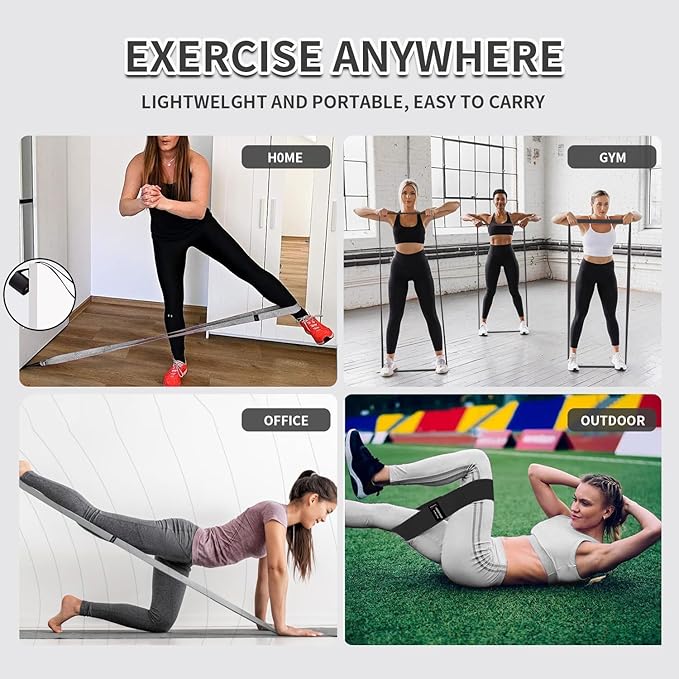 Wide Fabric Resistance Bands Set for Working Out, Non-Slip Exercise Booty Bands for Women & Men Leg and Glutes with Hair Ties and Tape Measure - for Home Gym Workout, Yoga, Pilates-GravixFit