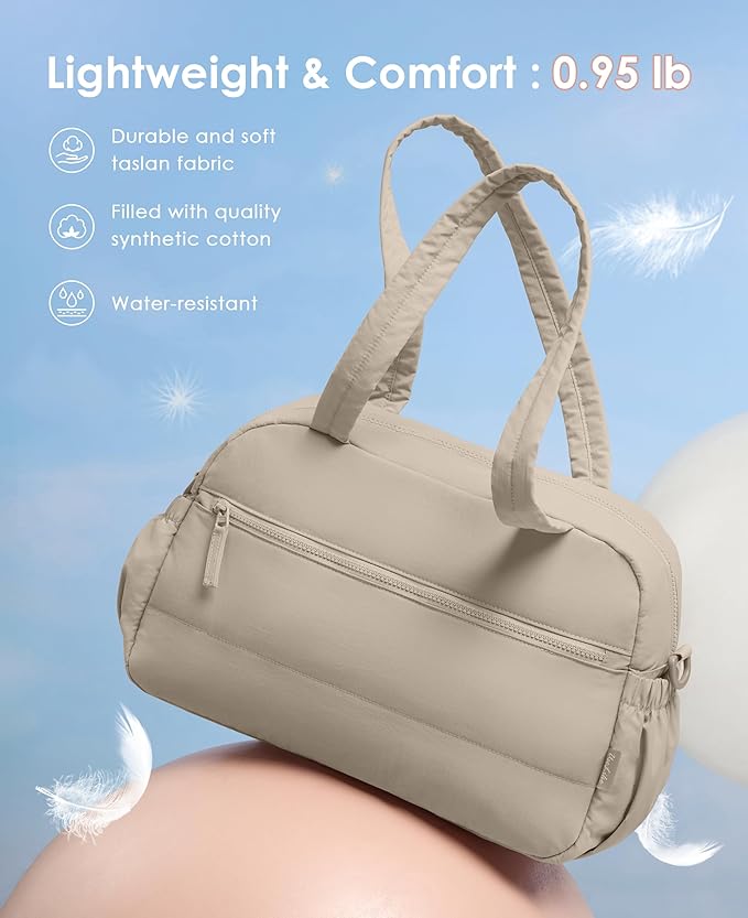 Gym Bag for Women, Travel Duffle Bags with Wet Pocket, Lightweight Carry on Bag Overnight Weekender Duffel Bag, Water Resistant (Khaki Ash)-GravixFit