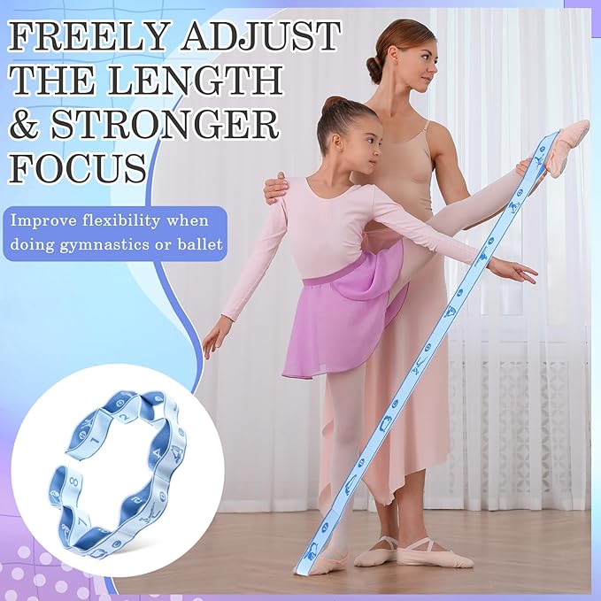 Stretch Strap for Kids Elastic Gymnastics Stretching Ballet Dance Band with 8 Loops Adjustable Exercise Training Resistance Strap for Children Stuff Pilates Latin Yoga Equipment-GravixFit