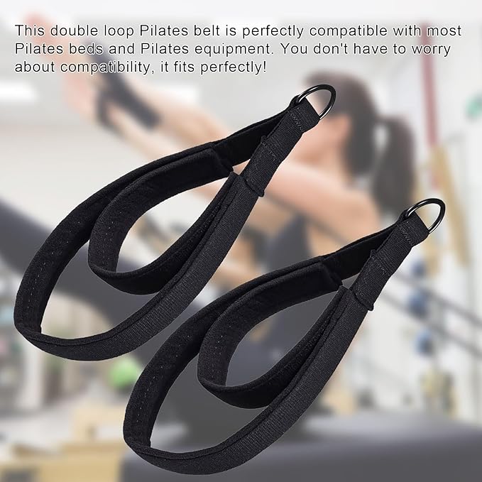 Pilates Double Loop Straps for Reformer, D Ring Straps Handle, Yoga Exercise Straps, 2 PCS-GravixFit