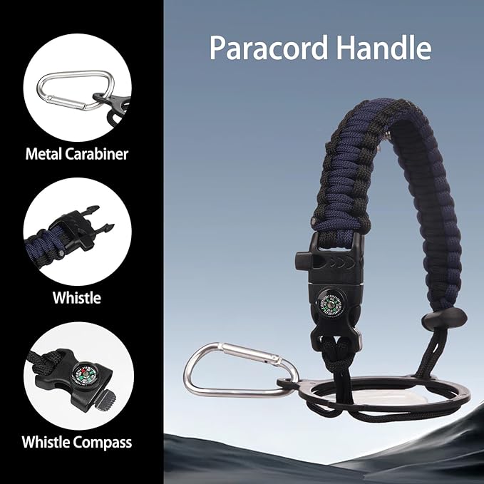 Insulated Water Bottle 64oz,Triple Wall Vacuum Stainless Steel(Dishwasher Safe),Leak Proof & Non-BPA,Flask Jug with Paracord Handle & Straw Spout Lids Sports-GravixFit