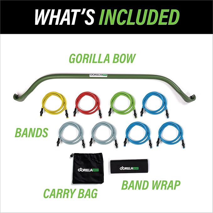 Gorilla Bow Original Portable Home Gym Resistance Bands and Bar System for Travel, Fitness, Weightlifting and Exercise Kit, Full Body Workout Equipment Set-GravixFit