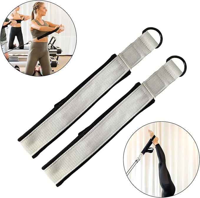 Pilates Double Loop Straps for Reformer, D Ring Straps Handle, Yoga Exercise Straps, 2 PCS-GravixFit