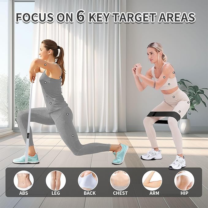 Wide Fabric Resistance Bands Set for Working Out, Non-Slip Exercise Booty Bands for Women & Men Leg and Glutes with Hair Ties and Tape Measure - for Home Gym Workout, Yoga, Pilates-GravixFit