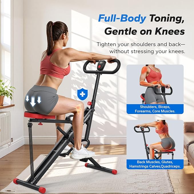Squat Machine, MERACH R07 2 in 1 Squat Rowing Machine, Easy Setup & Foldable Exercise Equipment, Glute Trainer Machine, Glutes & Leg Home Workout Machine-GravixFit