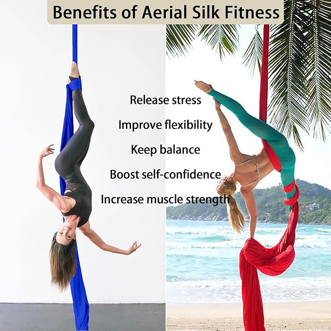 15/25 Yards Aerial Silk Professional Indoor Aerial Yoga Hammock Fabric Outdoor Fitness Silk for Dance, Circus Training, Home Gym-GravixFit