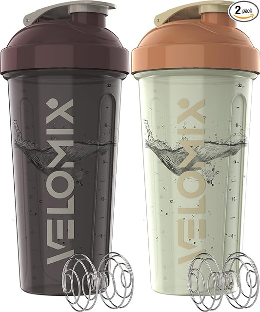 '-2 Pack- 28 oz Protein Shaker Bottles for Protein Mixes - 2x Wire Whisk | Leak Proof Shaker Cups for Protein Shakes | Protein Shaker Bottle Pack | Shakers for Protein Shakes-Mixed Color-GravixFit