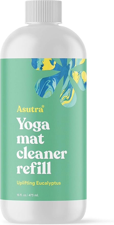 ASUTRA Yoga Mat Cleaner Spray Refill (Uplifting Eucalyptus), 16 fl oz - No Slippery Residue, Organic Essential Oils Deep-Cleansing for Fitness Gear & Gym Equipment-GravixFit