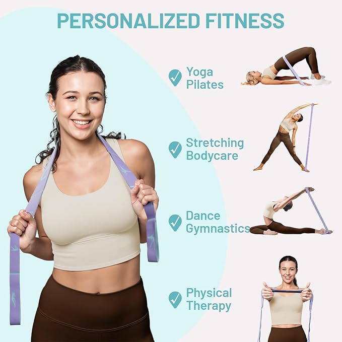 Slim Panda Stretch Strap, Dance Stretch Bands Flexibility, Elastic Yoga Stretching Strap with 9 Loops for Physical Therapy, Pilates, Yoga, Ballet, Gymnastics Stretching Bands for Exercise-GravixFit