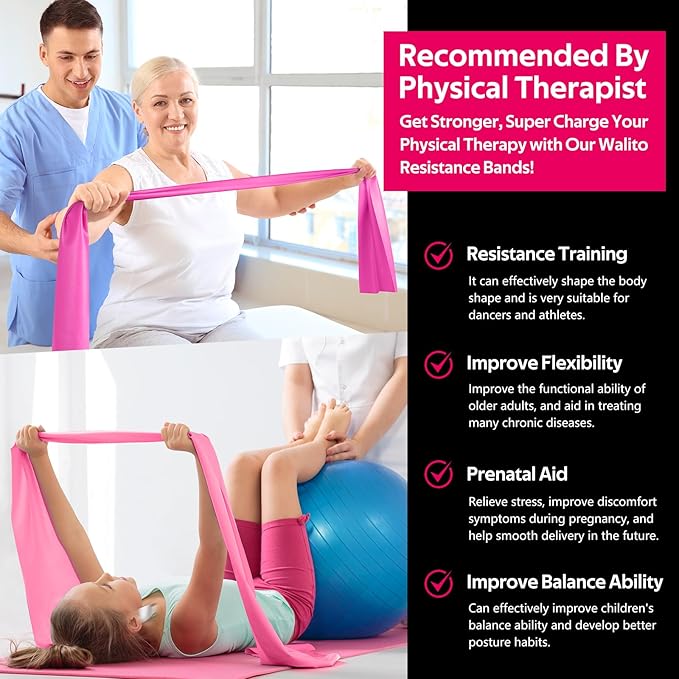 WALITO Resistance Bands for Working Out, Exercise Bands for Women and Men, Workout Bands for Physical Therapy, Stretch, Recovery, Pilates, Rehab, Strength Training and Home Gym-GravixFit