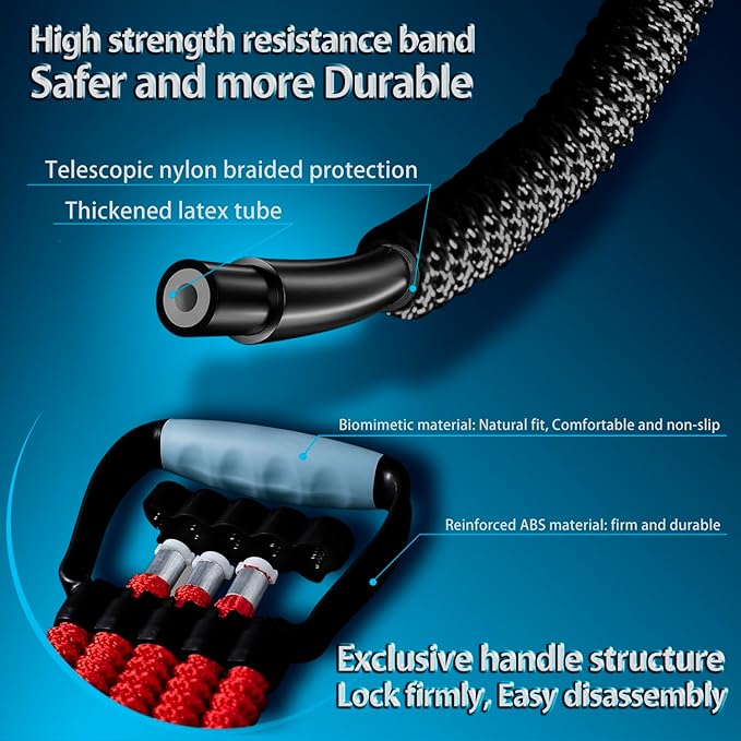 5-Level Chest Expander with Adjustable Resistance Bands, Exercise Band with Handle, Suitable for Men and Women of Different Strength Classes Fitness, Yoga, Training Home Gym Equipment-GravixFit