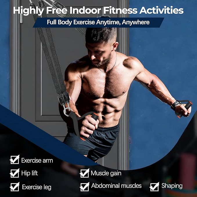 Multifunction Tension Rope, 2 Tubes Stretch Yoga Pedal Tension Strap, Adjustable Resistance, Tension Rope Fitness Equipment-GravixFit