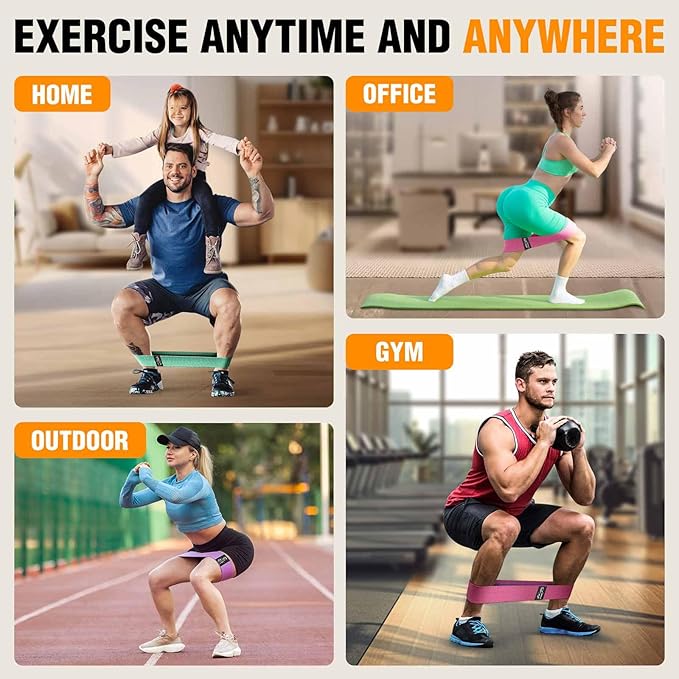Fabric Resistance Bands for Working Out - Exercise Bands for Women and Men, Booty Bands for Legs and Glute, Yoga, Pilates, Rehab, Fitness and Home Workout-GravixFit