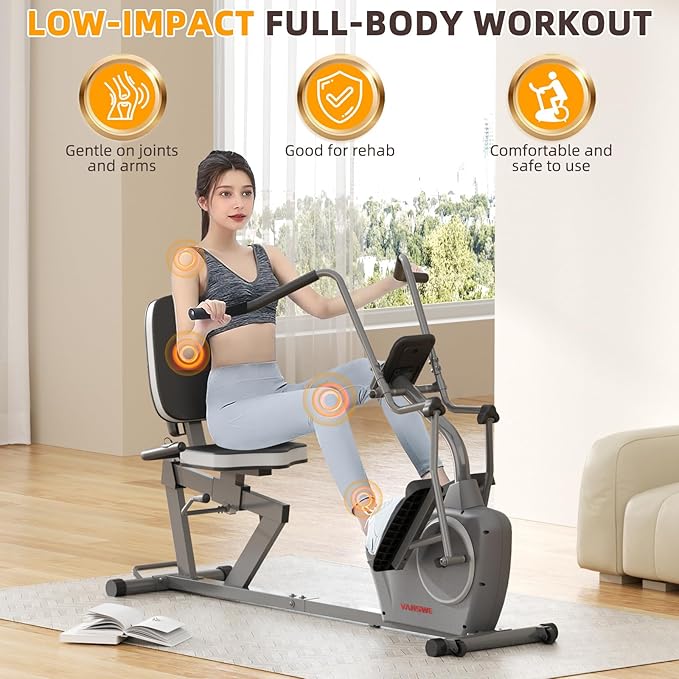 VANSWE Recumbent Exercise Bike for Adults Seniors - Recumbent Bikes for Home with Magnetic Resistance, Bluetooth and App Connectivity, Pulse Sensor-GravixFit