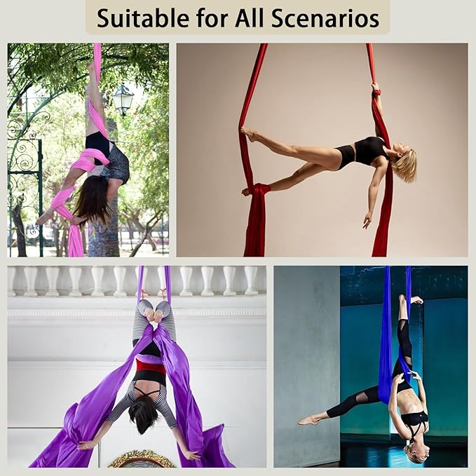 15/25 Yards Aerial Silk Professional Indoor Aerial Yoga Hammock Fabric Outdoor Fitness Silk for Dance, Circus Training, Home Gym-GravixFit
