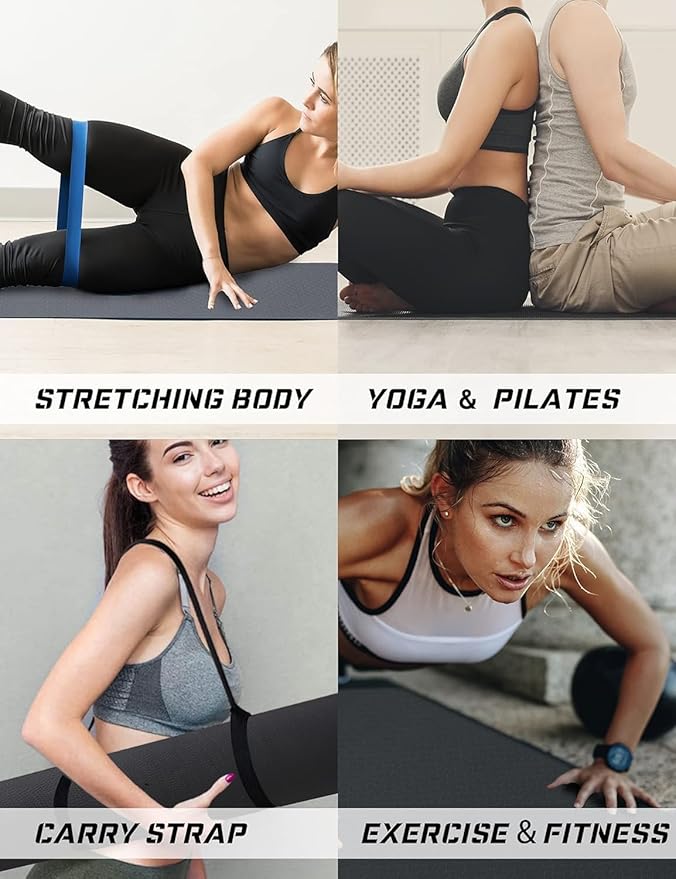 Yoga Mat Double-Sided Non Slip, 72'' x 32'' x 7mm - Extra Wide & Thick Yoga Mat for Women Men Kids, Professional TPE Yoga Mats for Home Workout, Yoga, Pilates and Floor Exercise, with Carrier Strap-GravixFit