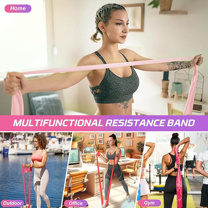 5 Pcs Resistance Bands, Professional Exercise Bands Elastic Stretch Bands for Fitness Yoga Pilates Stretching Strength Training, Workout Bands for Women and Men Home Gym-GravixFit