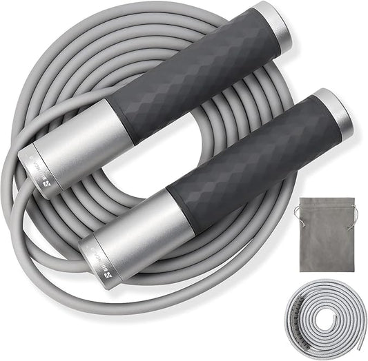 Weighted Jump Rope for Men, Women (1.5LB) - Alloy Steel Handles, Speed Skipping Rope, Gym,Indoor/Outdoor - Fitness, Workout, Boxing - Solid PVC & Cotton Rope