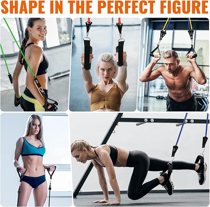 Aihoye Resistance Bands for Working Out, Exercise Bands with Handles, Stretch Bands for Exercise, Workout Bands with Door Anchors for Physical Therapy & Strength Training-GravixFit