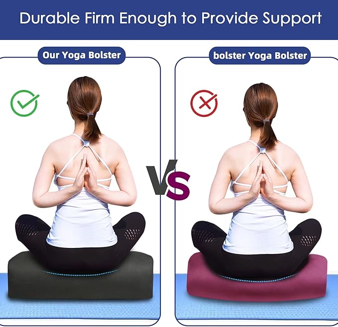 Yoga Bolster (26x10.5x5.5 in) Supportive Yoga Cushion for Restorative Yin Yoga Accessories Rectangular Bolster for Stretching Meditation Pillow 100% Organic Cotton Removable Washable Cover-GravixFit