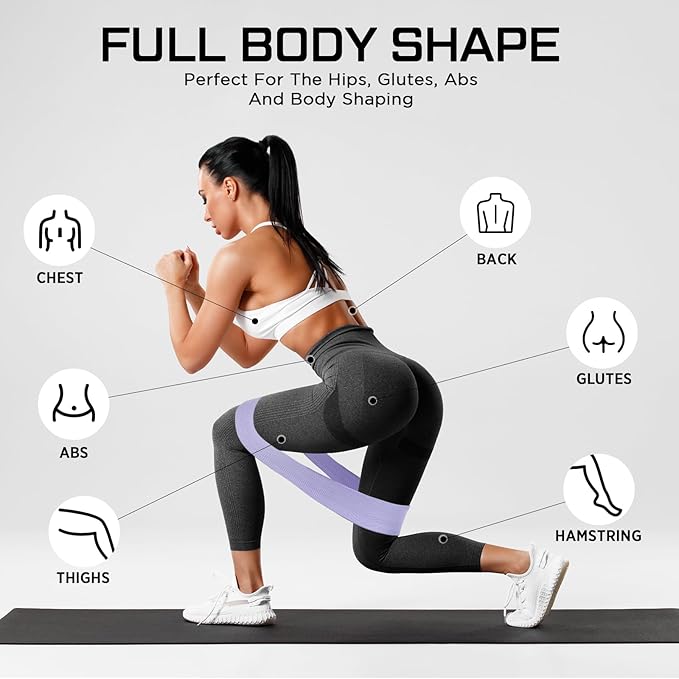 12 Pcs Fabric Resistance Bands for Working Out Booty Workout Stretch Exercise Bands Non Slip for Legs Squat Resistance Loop for Women Men Starter Butt Hip Thigh Fitness-GravixFit