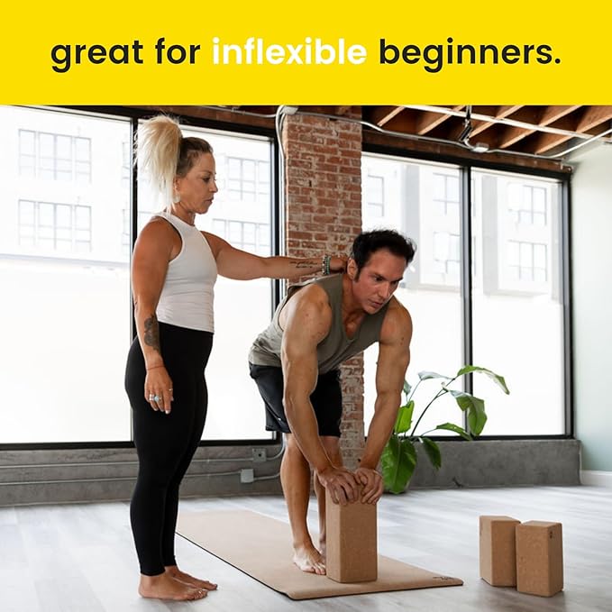Premium Cork Yoga Blocks - Extra Large Yoga Block 2-Pack or Extra Tall 1-Pack for Inflexible Yogis | Natural, High-Density Cork for Superior Support & Stability | Optional Yoga Strap & Gift Box-GravixFit