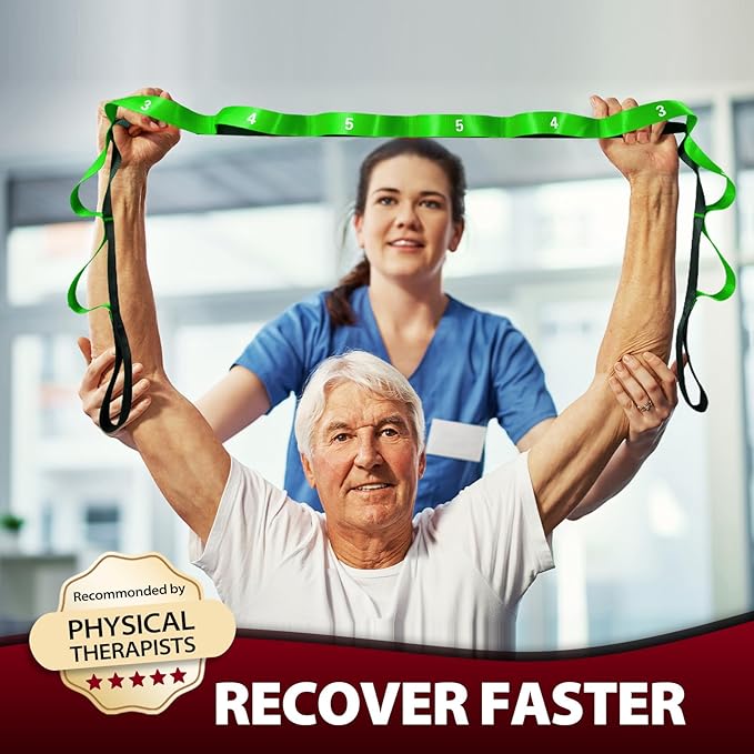 Stretching Strap with 10 Loops-Yoga Strap for Physical Therapy,Home Workout,Pilate & Flexibility Training,Non Elastic Exercise Stretch Band for Hamstring,Leg Stretcher Belt,Flexibility Fascia-GravixFit