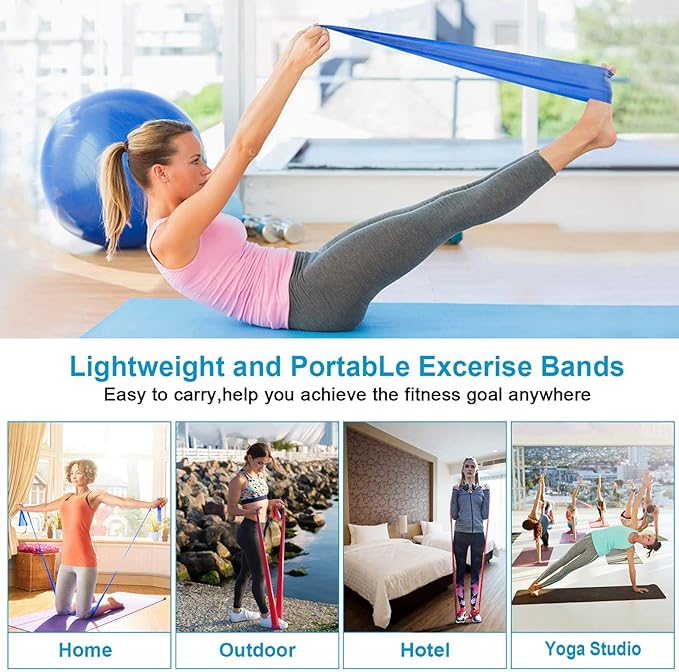 Resistance Bands Set, 3 Pack Professional Latex Elastic Bands for Home or Gym Upper & Lower Body Exercise, Physical Therapy, Strength Training, Yoga, Pilates, Rehab, Blue & Purple & Pink-GravixFit