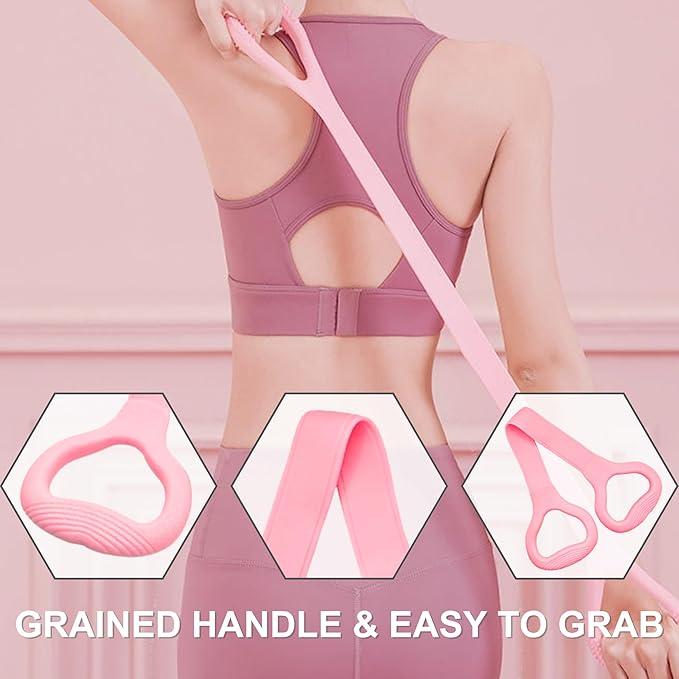 LEZER Figure 8 Resistance Band, Fitness Elastic Rope, Execrise Workout for Arm, Back, Chest and Shoulder, Yoga, Pilates, Stretching, Physical Therapy Equipment-GravixFit