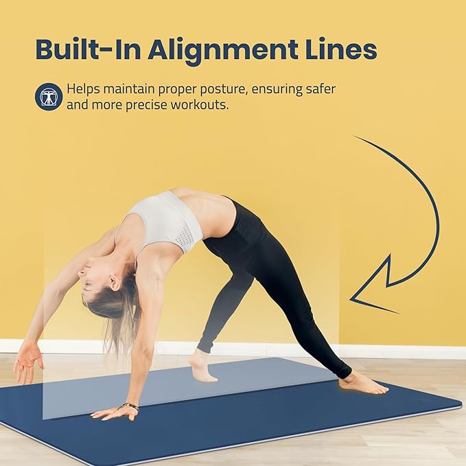 Extra Wide Yoga Mat for Men Women (72"L x 36"W) Non Slip Fitness & Exercise Mat with Alignment Marks for Yoga, Pilates, Floor Workouts-GravixFit