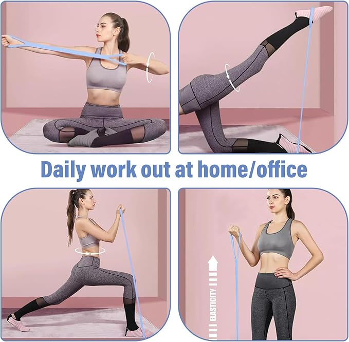 Figure 8 Fitness Resistance Band, Arm Back Shoulder Exercise Elastic Rope Stretch Fitness Band, Foot, Leg, Hand Stretcher, Arm Exerciser for Yoga Pilates Stretching Physical Therapy（Purple and Blue-GravixFit