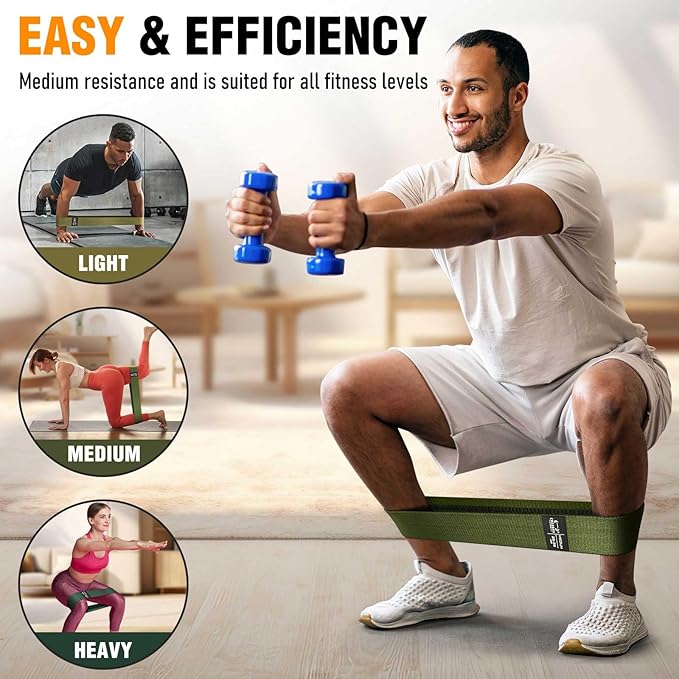 Fabric Resistance Bands for Working Out - Exercise Bands for Women and Men, Booty Bands for Legs and Glute, Yoga, Pilates, Rehab, Fitness and Home Workout-GravixFit