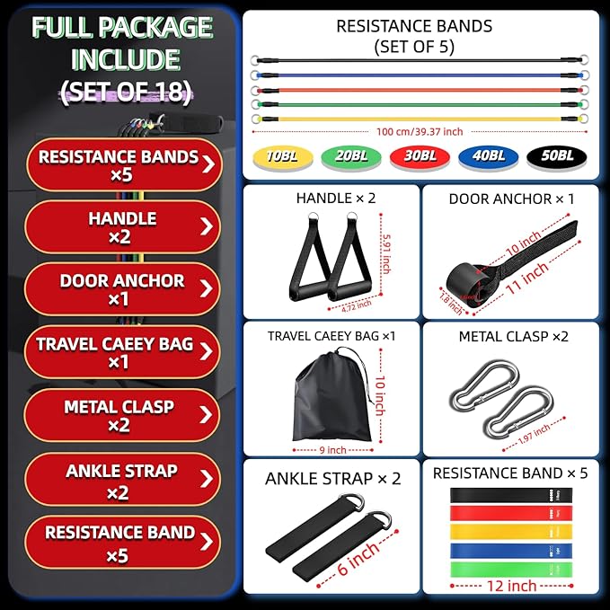 Exercise Bands Resistance Bands Set,Resistance Bands for Physical Therapy,Exercise Bands with Handles,Workout Bands Resistance for Women & Men(150 LBS)-GravixFit