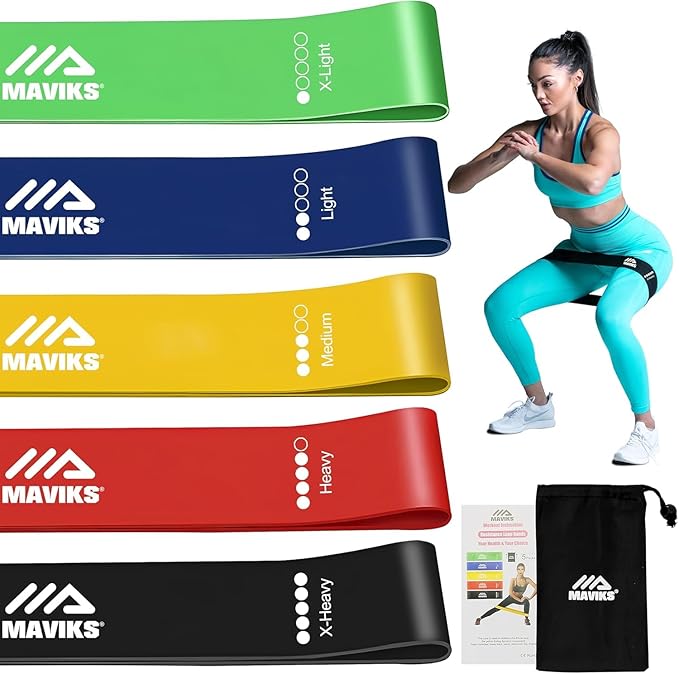 Exercise Resistance Bands for Working Out Set of 5 for Women and Men, Stretch Bands for Exercise, Physical Therapy, Arms Legs Workout, Stretching, Home Fitness-GravixFit