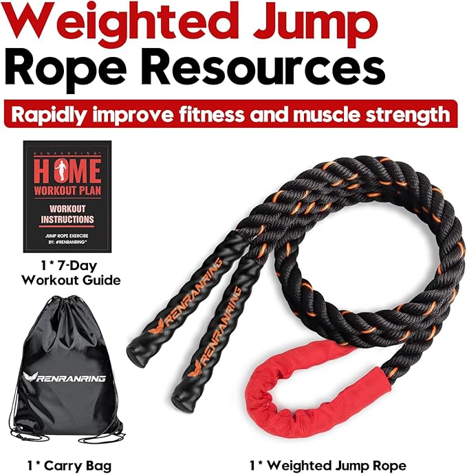 Weighted Jump Rope for Men and Women, 3lb 4lb 5lb Adult Heavy Skipping Rope, Jumprope for Fitness,Workout Equipment, Fitness Equipment for Home Gym Exercise,Improve Strength and Building Muscle-GravixFit