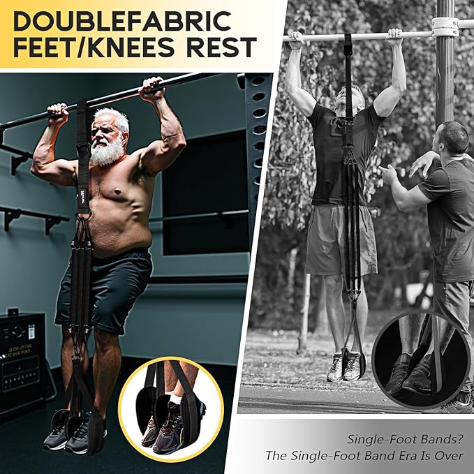 Pull Up Assistance Bands, Adjustable Heavy Duty Resistance Band for Pull Up, 3 Pull Up Bands, Comfortable Fabric Feet/Knee Rest, Assistance Bands for Pull-Up, Home Fitness, Body Stretching-GravixFit