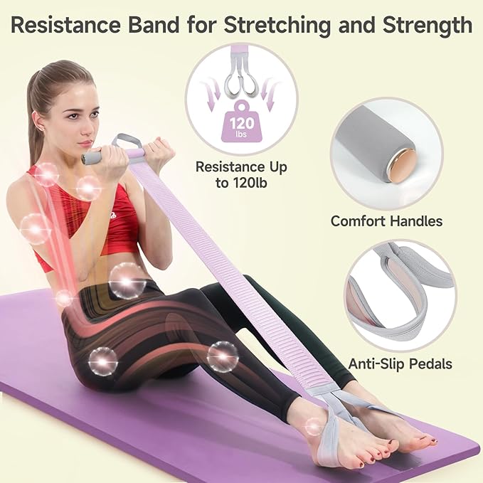 Fabric Resistance Band with Handles, 120lb Full-Body Excercise Band, Non-Slip Elastic Bands for Strength Muscle Training, Stretch Band Workout Equipment for Leg Arm Chest Core Wrist Ankle-GravixFit