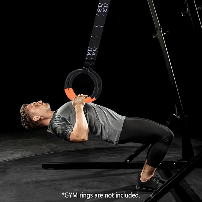 Teamaze Gymnastics Rings Straps with 15 FT Adjustable Number Buckle for Pull-Up Bar Workout Exercise Gym Hanging Rings Indoor (One Pair Strap Only)-GravixFit