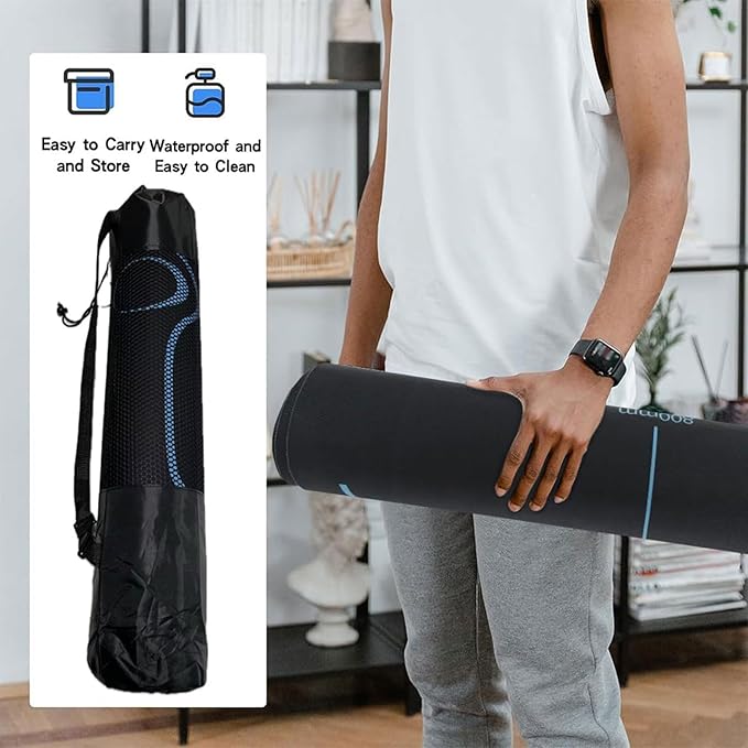 Non-Slip Workout Mat for Ab Roller Wheel, Exercise Mat with Storage Bag, 7mm Extra Thick Exercise Equipment Yoga Floor Mats Home & Gym Sound Insulation Protection Pads-GravixFit