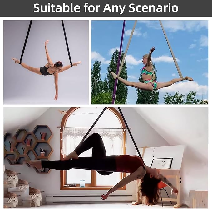 PRIOR FITNESS Aerial Yoga Straps 2m/6.6ft - Heavy Duty Circus Loops for Trapeze & Acrobatics[2 Pack],1850kg Load Capacity Medical-Grade Nylon-GravixFit