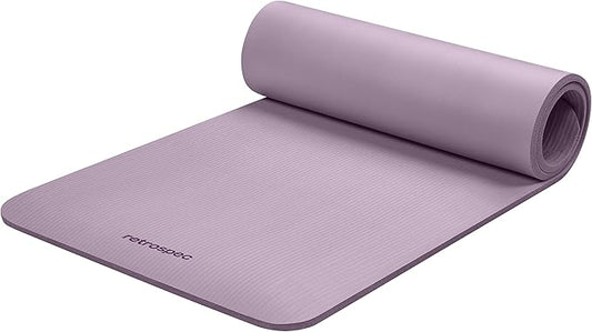 Retrospec Solana Yoga Mat 1/2" Thick w/Nylon Strap for Men & Women - Non Slip Exercise Mat for Yoga, Pilates, Stretching, Floor & Fitness Workouts-GravixFit