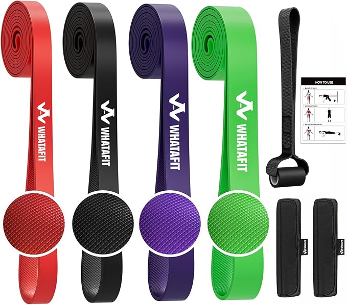 WHATAFIT Resistance Bands, Pull Up Assistance Bands, Exercise Bands, Workout Bands Set for Men and Women Home Fitness, Body Stretching, Strength Training, Physical Therapy-GravixFit